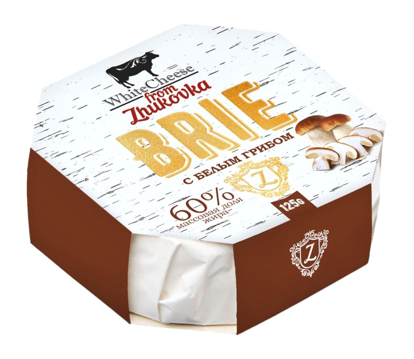 Изображение товара Сыр бри White Cheese from Zhukovka с белым грибом 125 г мягкий с плесенью и грибами