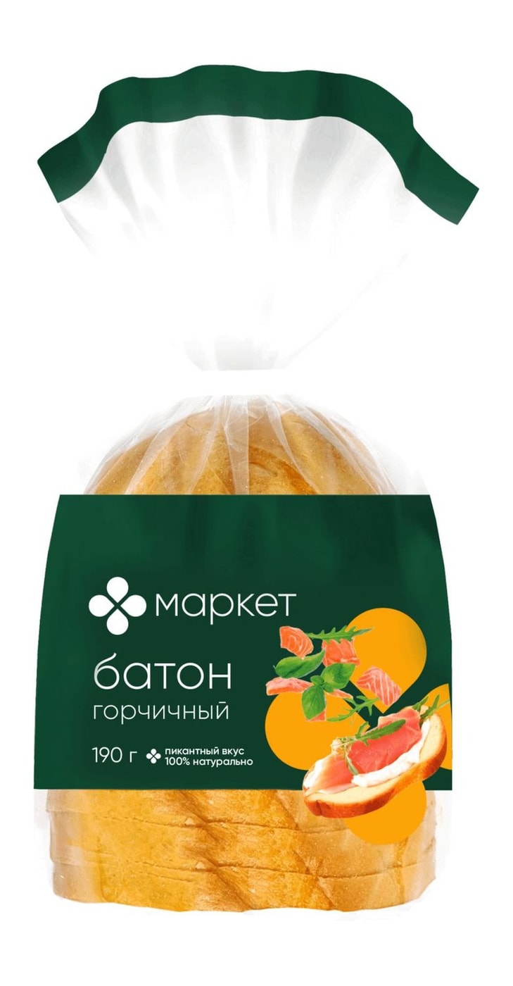 Изображение товара Батон Маркет Горчичный нарезанный 190г