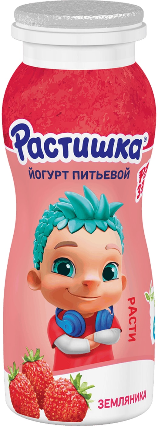 Изображение товара Йогурт питьевой Растишка Земляника 1.6% 4шт*90г в ассортименте