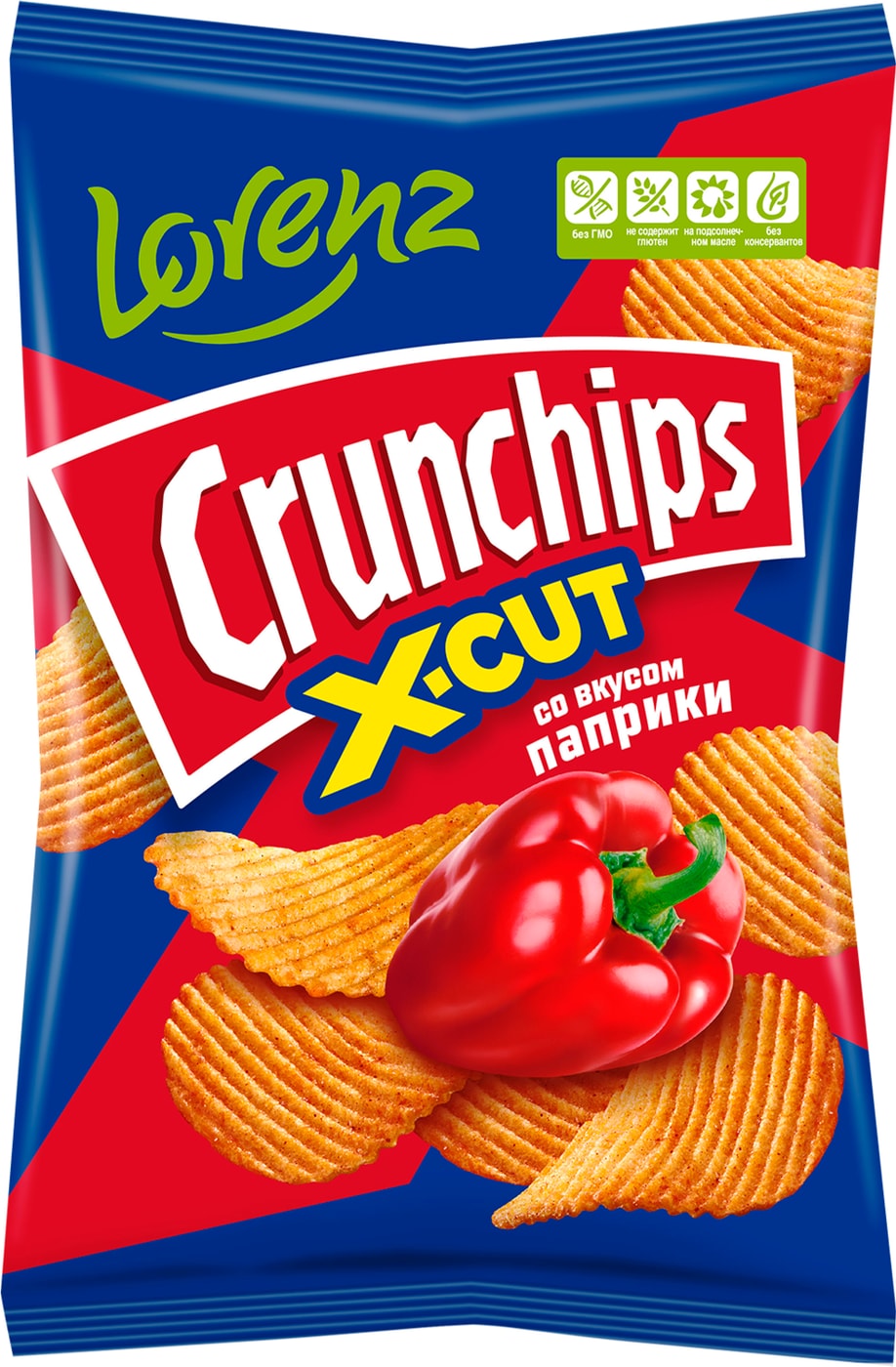 Изображение товара Чипсы картофельные рифленые LORENZ Crunchips X-Cut со вкусом паприки 130г