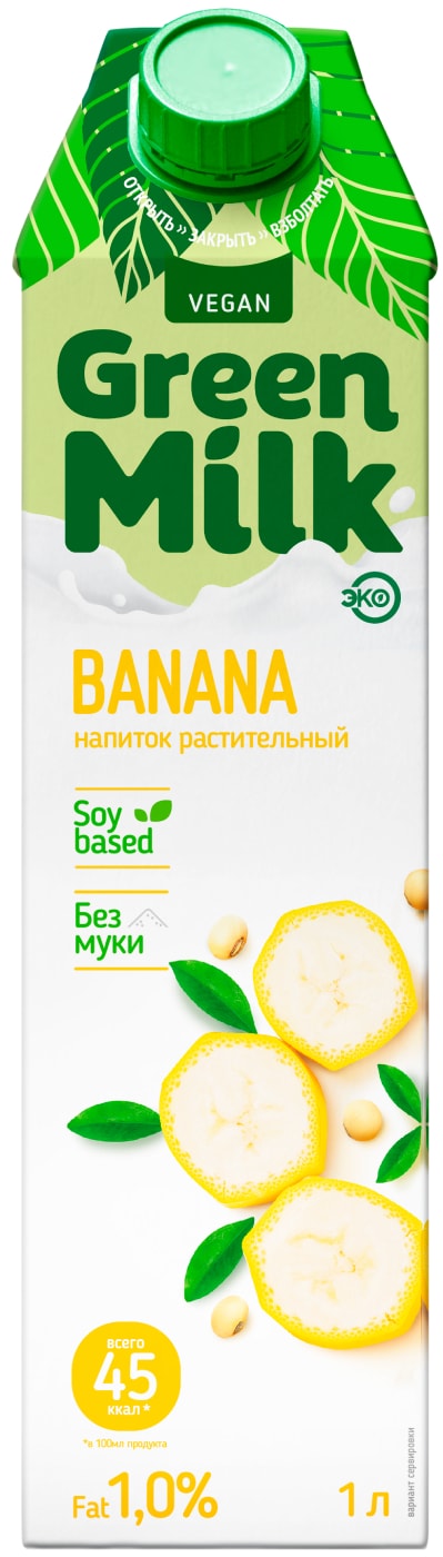 Изображение товара Напиток соевый Green Milk Банановый 1л
