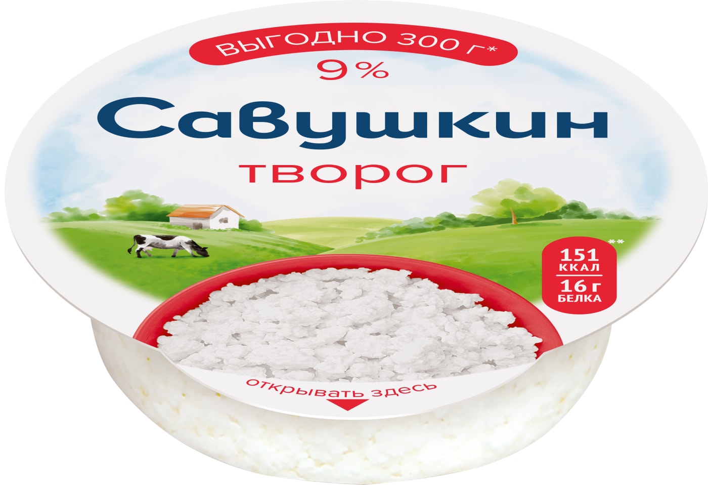 Изображение товара Творог Савушкин Традиционный 9% 300г натуральный продукт для здоровья