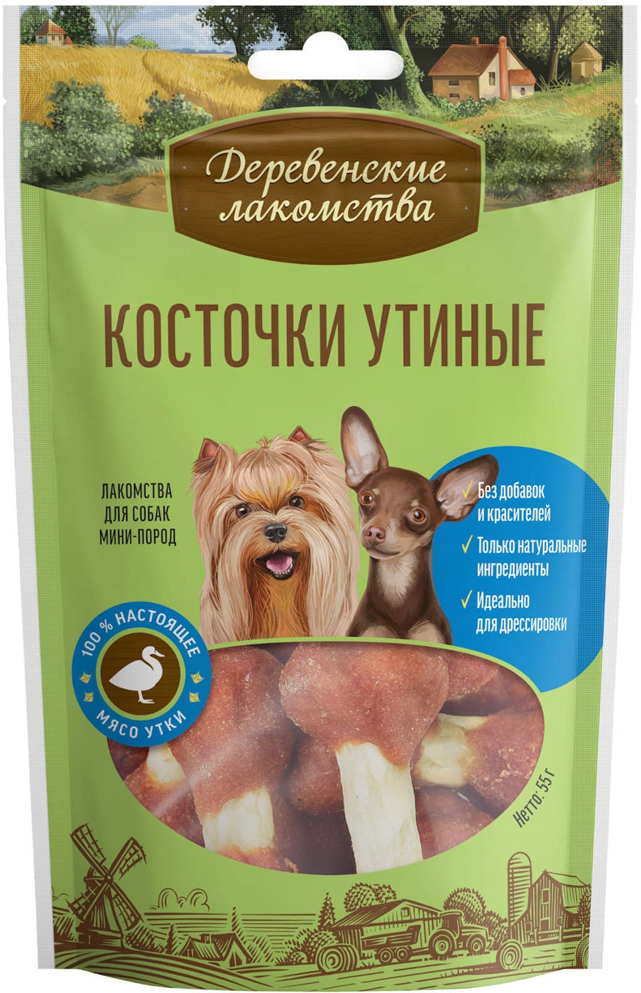 Изображение товара Лакомство для собак Деревенские лакомства Косточки утиные 55г