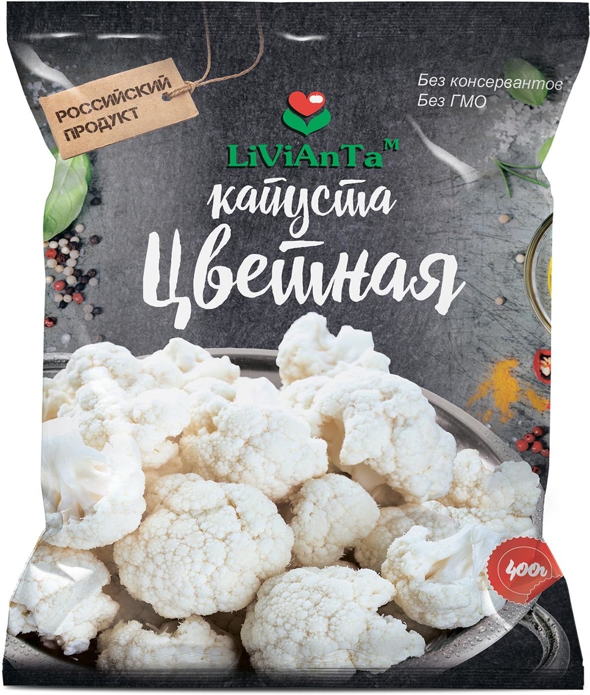 Изображение товара Цветная капуста замороженная Livianta 400г для диетического питания