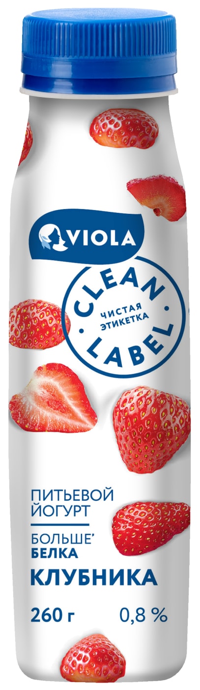 Изображение товара Йогурт Viola Clean Label Клубника 0.8% 260 г натуральный питьевой
