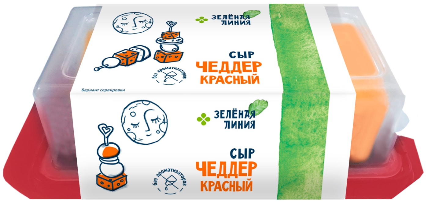 Изображение товара Сыр Зеленая линия Чеддер красный полутвердый 50% 240г
