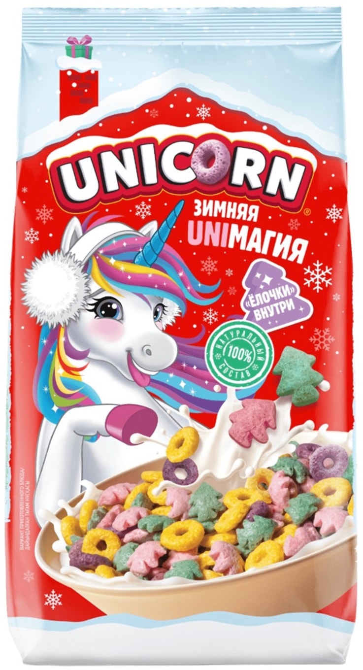 Изображение товара Готовый завтрак Unicorn Радужные колечки с фруктовым вкусом 375г