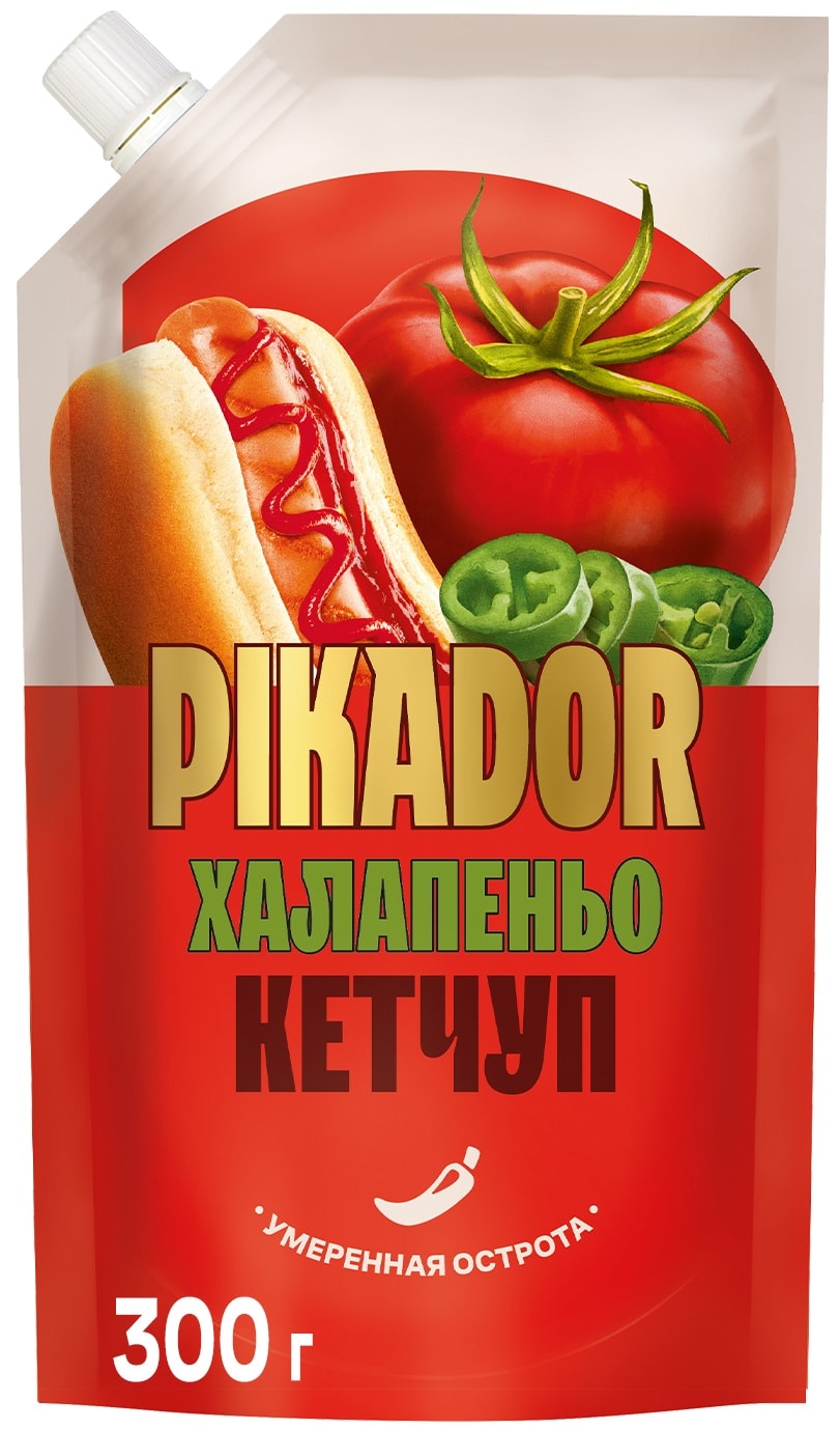 Изображение товара Кетчуп Heinz Pikador Халапеньо 300г острый соус в дой-паке