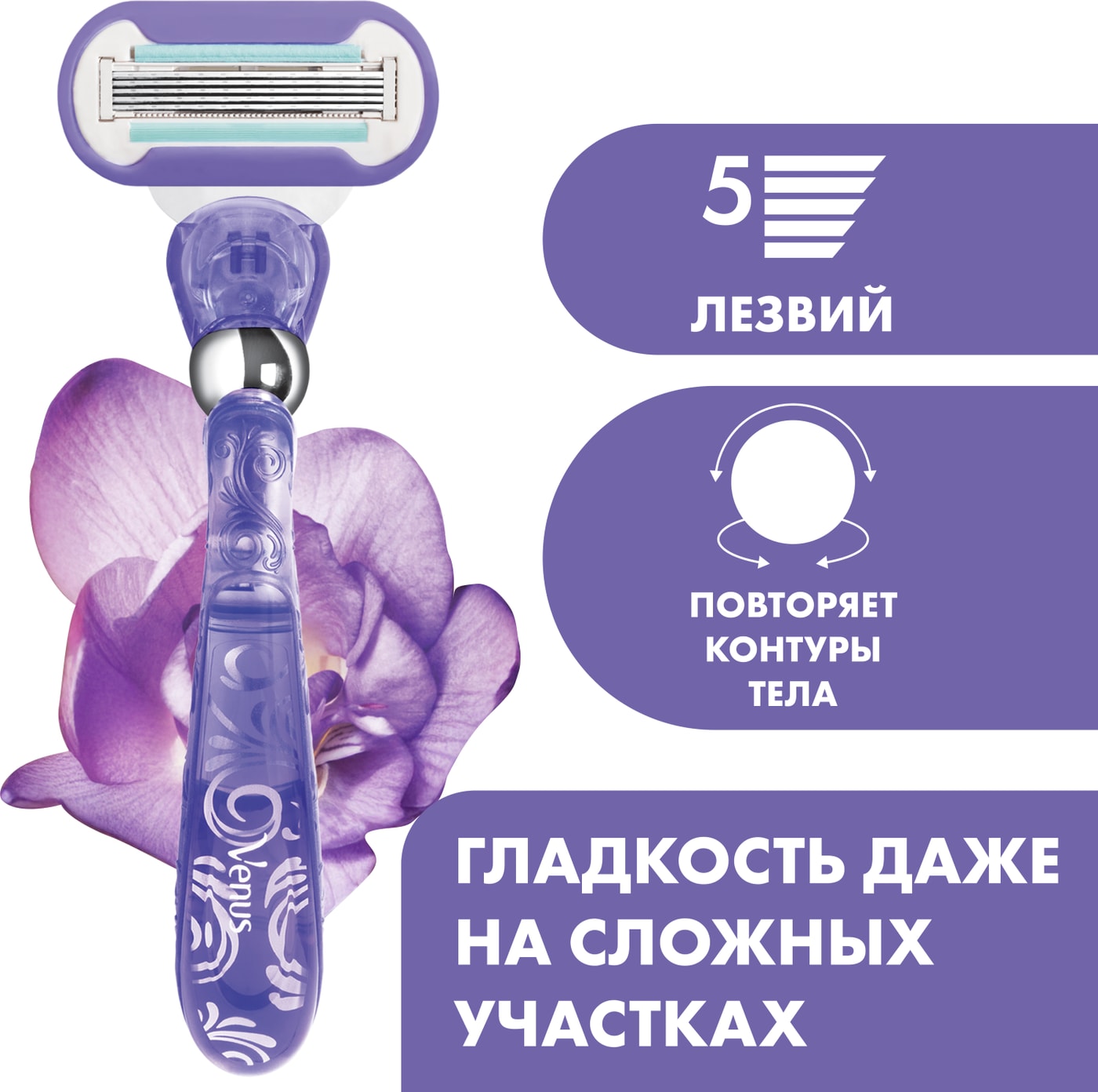 Изображение товара Бритва Gillette Venus Swirl с 5 лезвиями и технологией FlexiBall для женщин