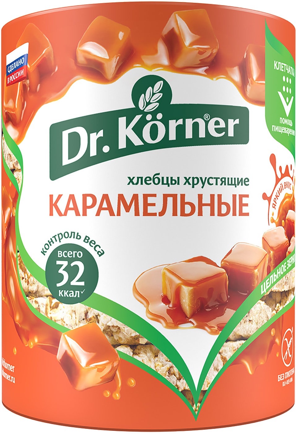 Изображение товара Хлебцы Dr.Korner Кукурузно-рисовые Карамельные без глютена 90г