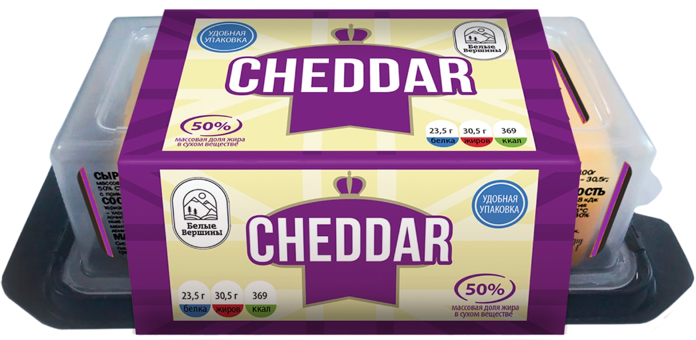 Изображение товара Сыр Cheese box полутвердый Чеддер полутвердый 50% 200г