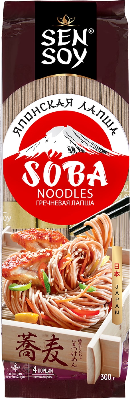 Изображение товара Гречневая лапша Soba Sen Soy Premium 300г для японских блюд