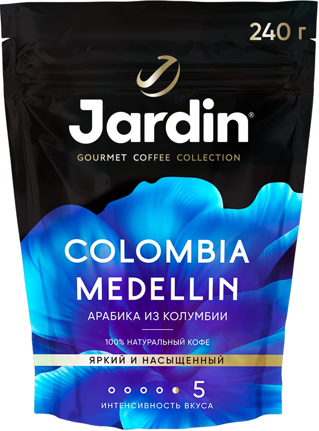 Изображение товара Кофе растворимый Jardin Colombia Medellin 240г — арабика, экстра темная обжарка