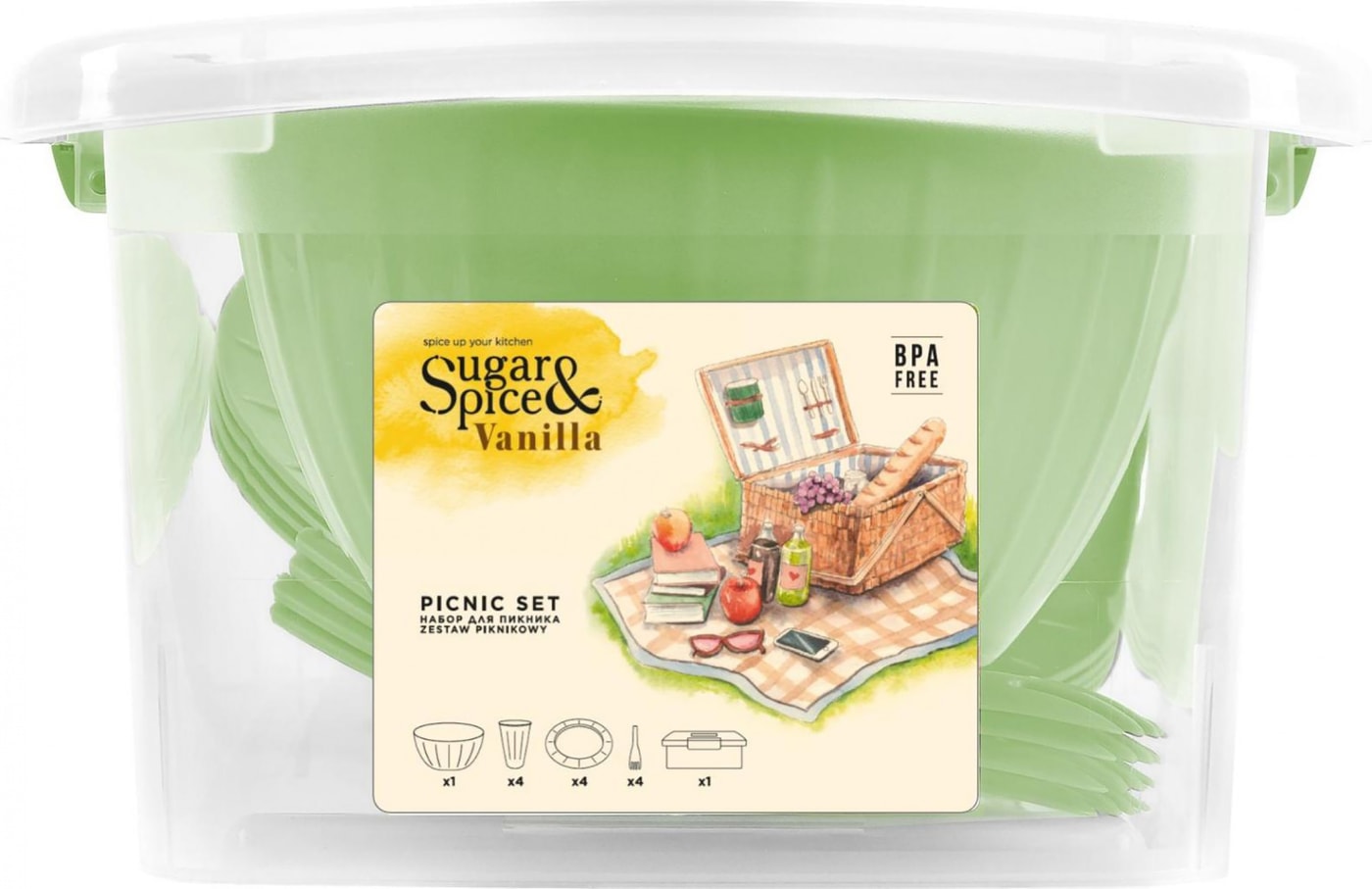 Изображение товара Набор для пикника Sugar&Spice Vanilla на 4 персоны 14 предметов