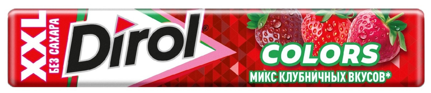 Изображение товара Жевательная резинка Dirol Colors XXL Микс клубничных вкусов без сахара 19г