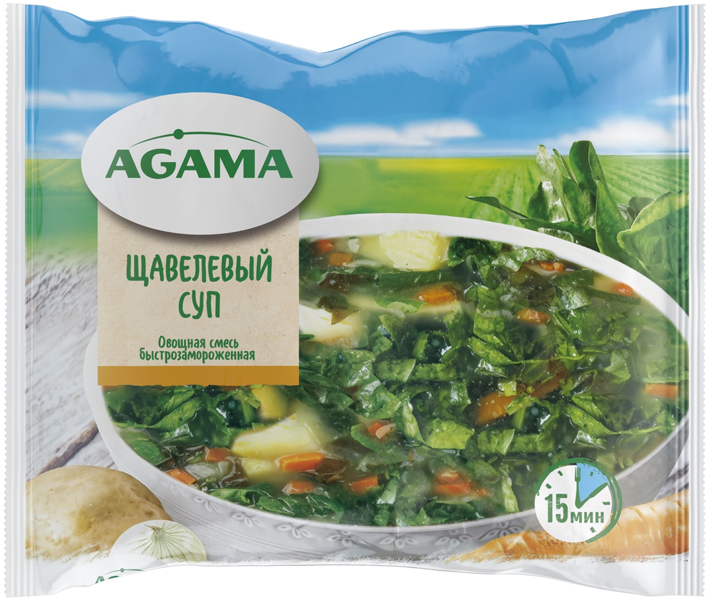 Изображение товара Смесь овощная Agama Щавелевый суп 400г - быстрая замороженная еда