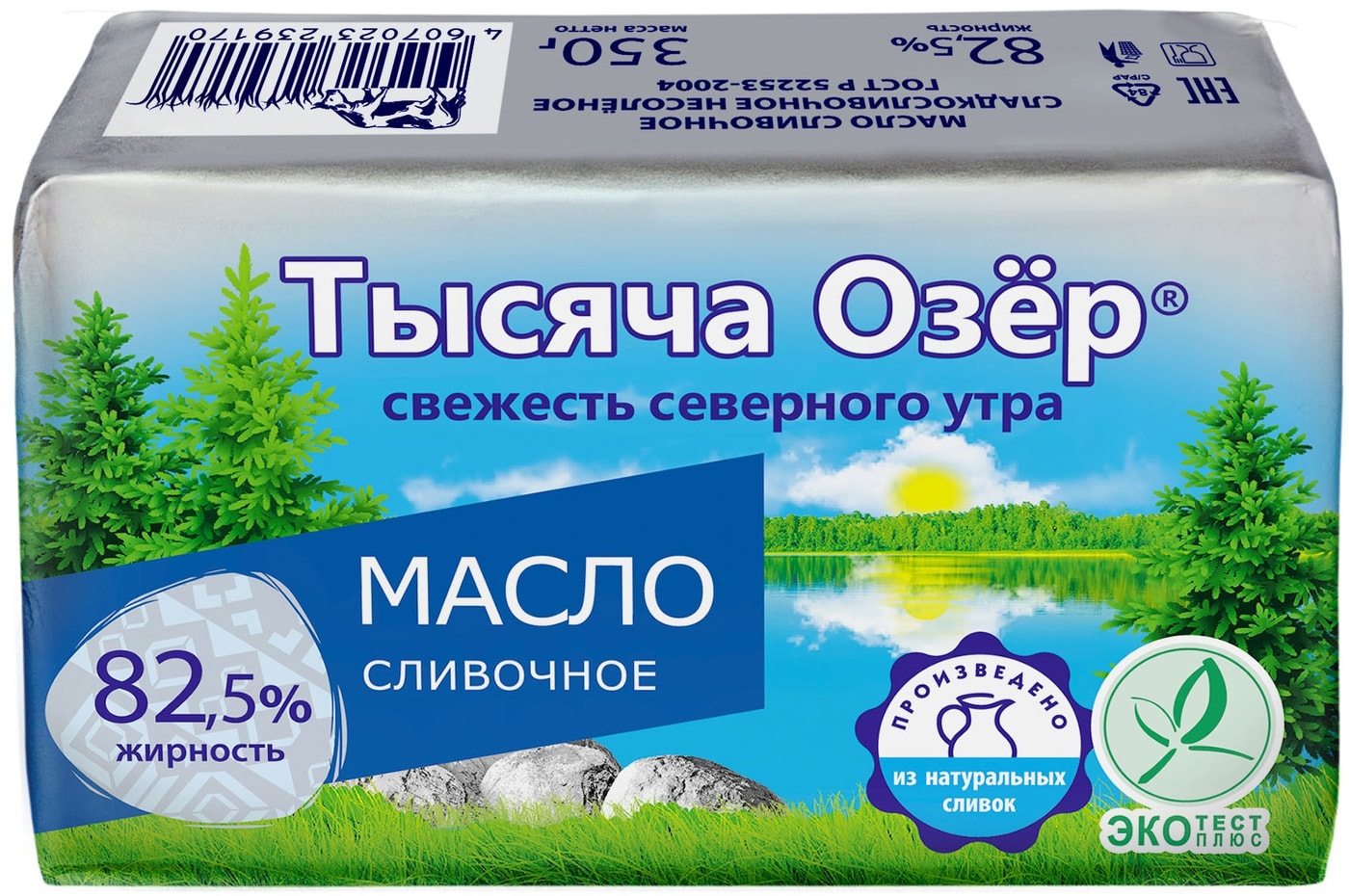 Изображение товара Сливочное масло Тысяча Озер 82.5% 350 г натуральное и ароматное