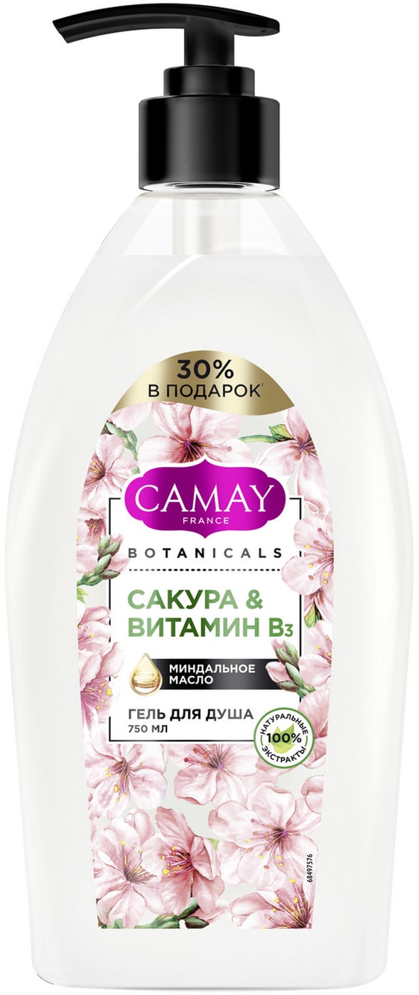 Изображение товара Гель для душа Camay Botanicals Японская сакура 750 мл натуральные масла