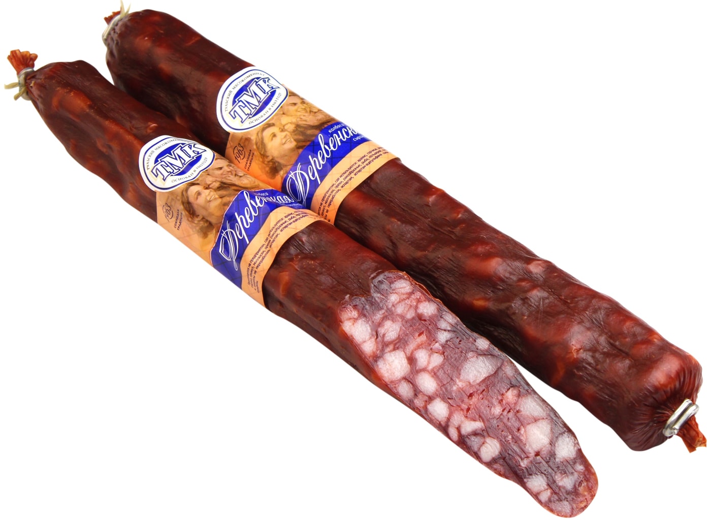 Изображение товара Деревенская сырокопченая колбаса Тульский МК 250г натуральный вкус}