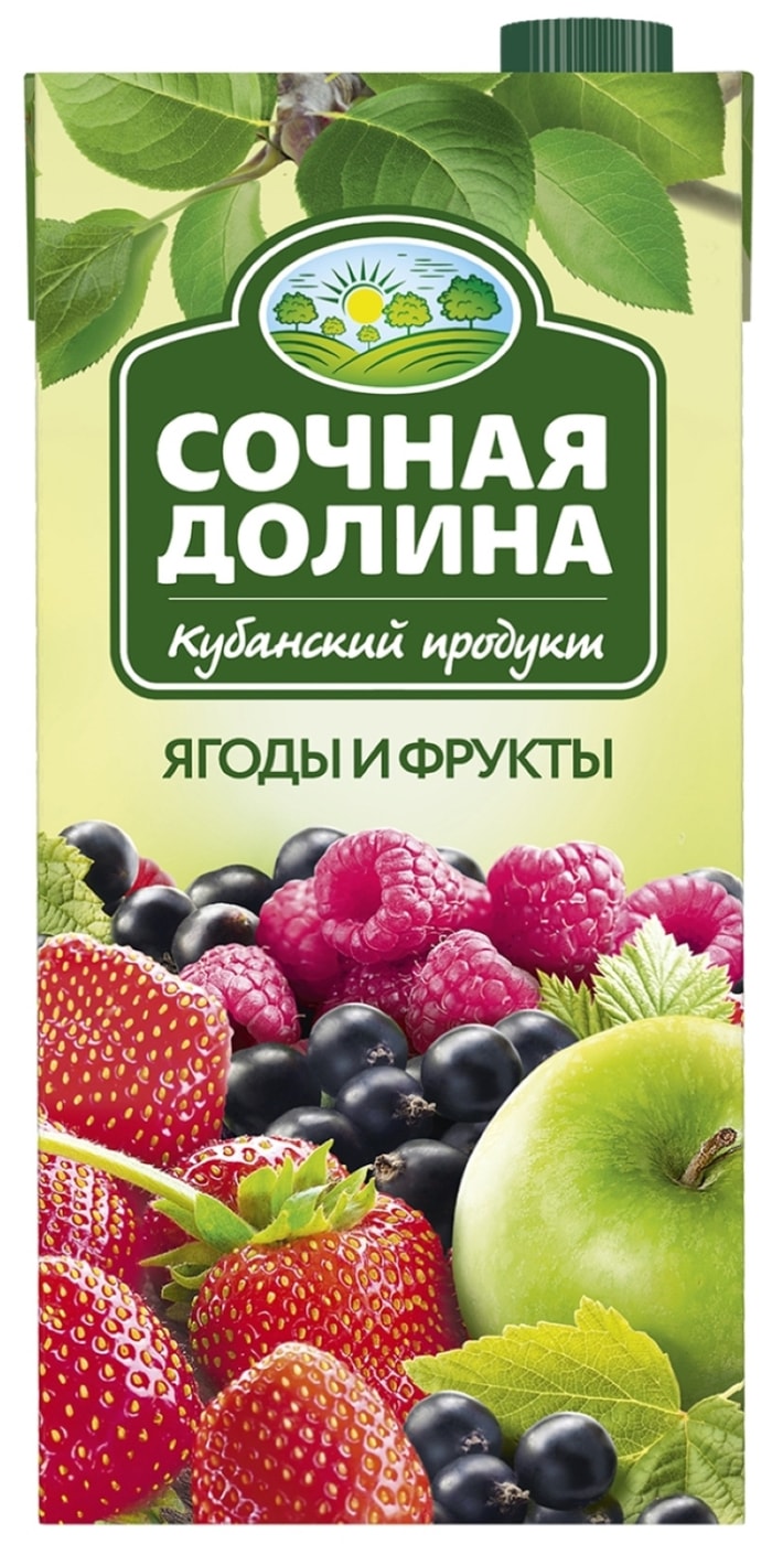 Изображение товара Сокиосодержащий напиток Сочная Долина Ягоды и фрукты 1.93 л натуральный вкус