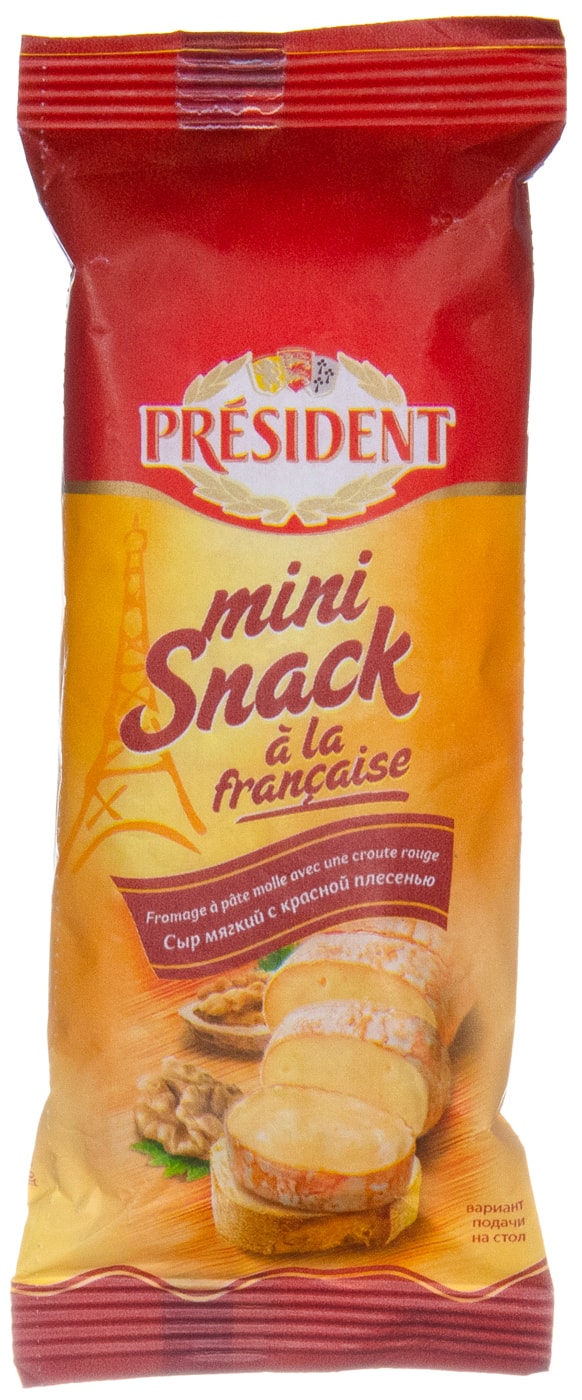 Изображение товара Сыр President Snack a la Francaise мягкий с красной плесенью 60% 90г