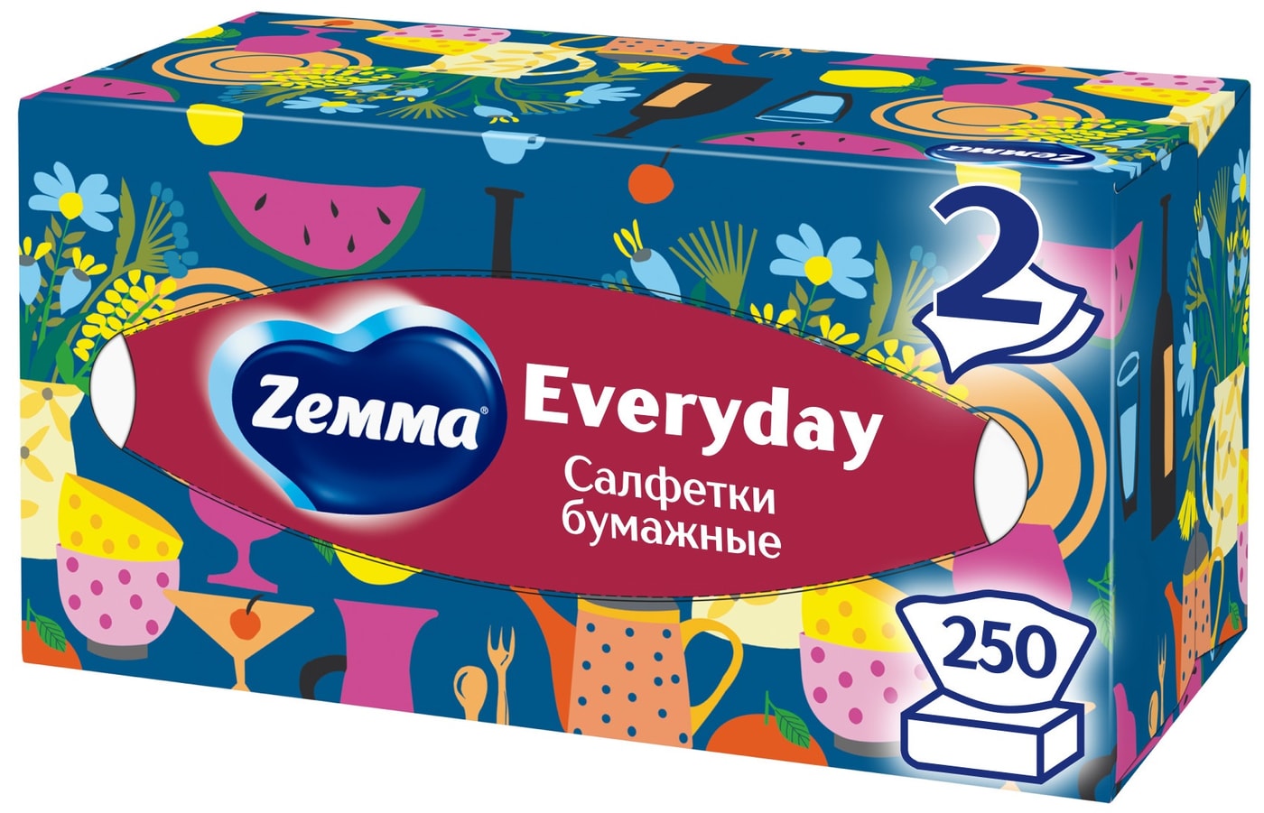 Изображение товара Бумажные салфетки Zemma Everyday 2 слоя 250 шт для дома и офиса Изображение товара Бумажные салфетки Zemma Everyday 2 слоя 250 шт для дома и офиса