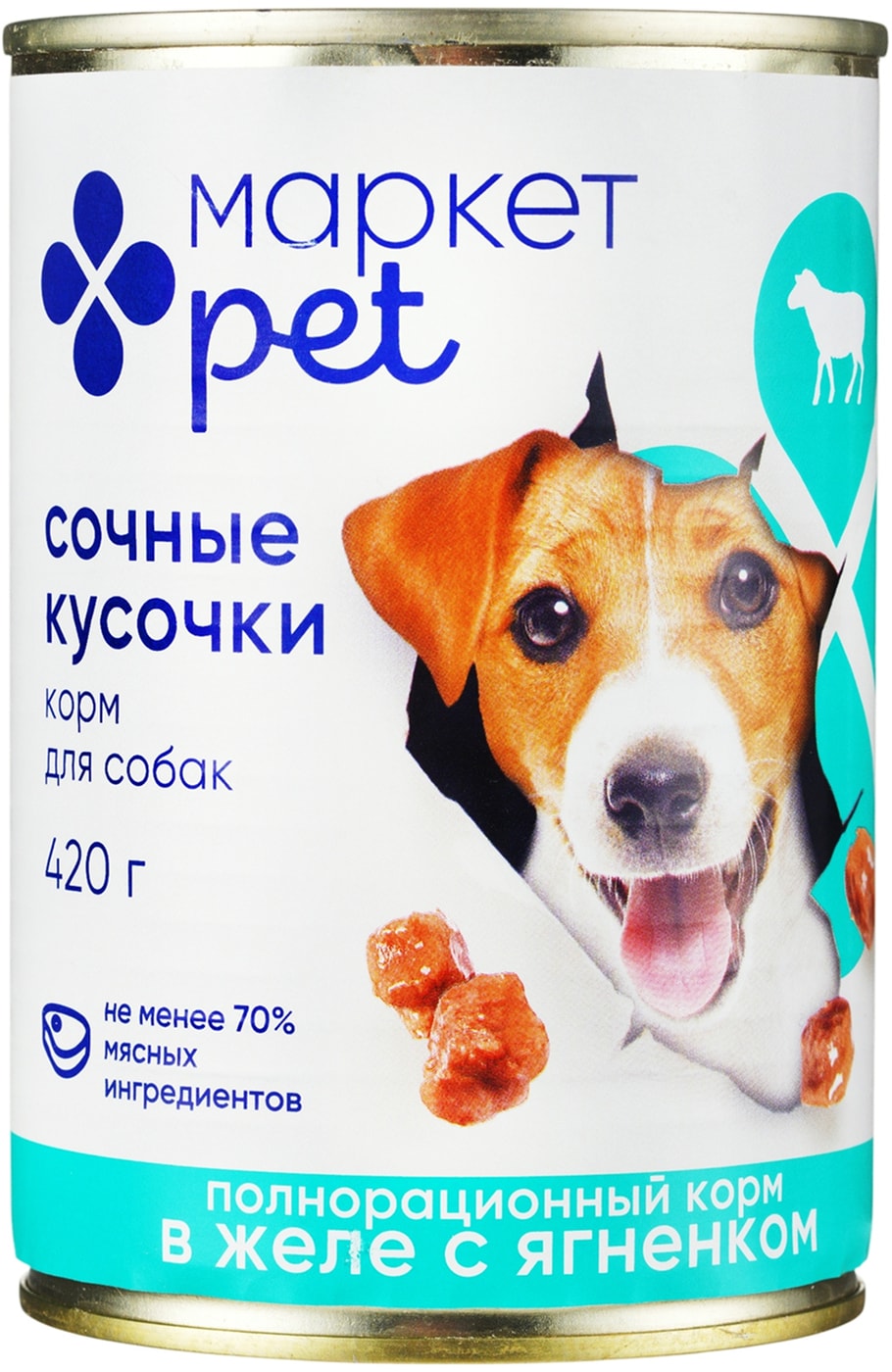 Изображение товара Маркет Pet Влажный корм для собак: ягненок в желе 420 г