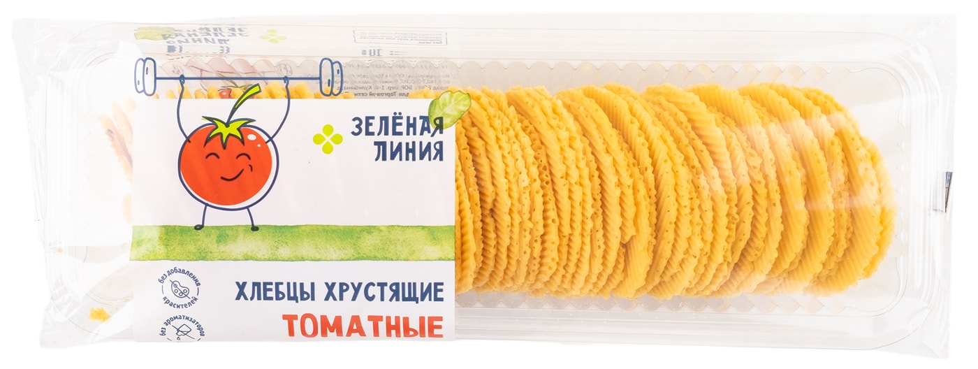 Изображение товара Хрустящие хлебцы Зеленая линия Томатные 70 г натуральный перекус