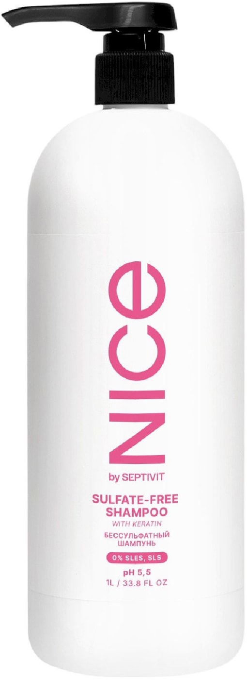 Изображение товара Шампунь для волос Nice By Septivit Бессульфатный с кератином 1л