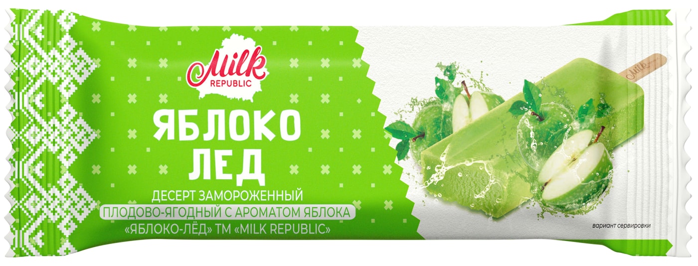 Изображение товара Мороженое фруктовый лед Milk Republic Яблоко-лед 90г эскимо