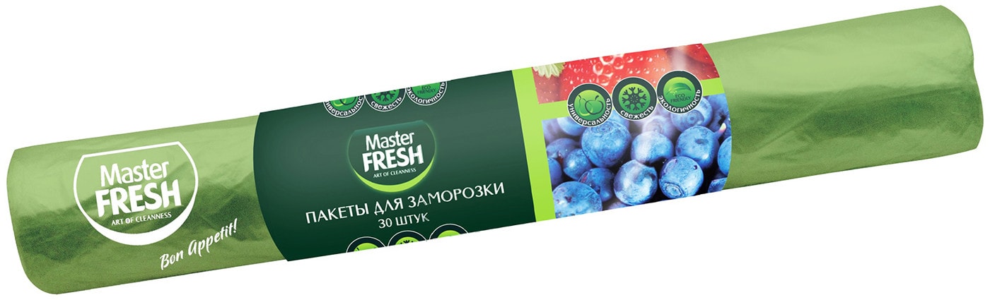 Изображение товара Пакеты для заморозки Master Fresh салатовые с принтом 30шт