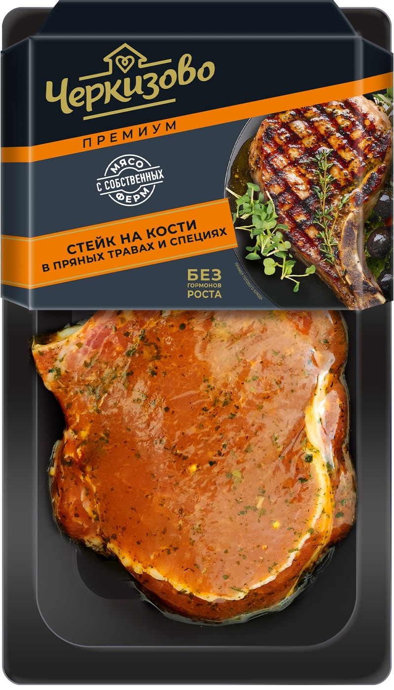 Изображение товара Стейк Черкизово свинина на кости в пряных травах 250г вакуум