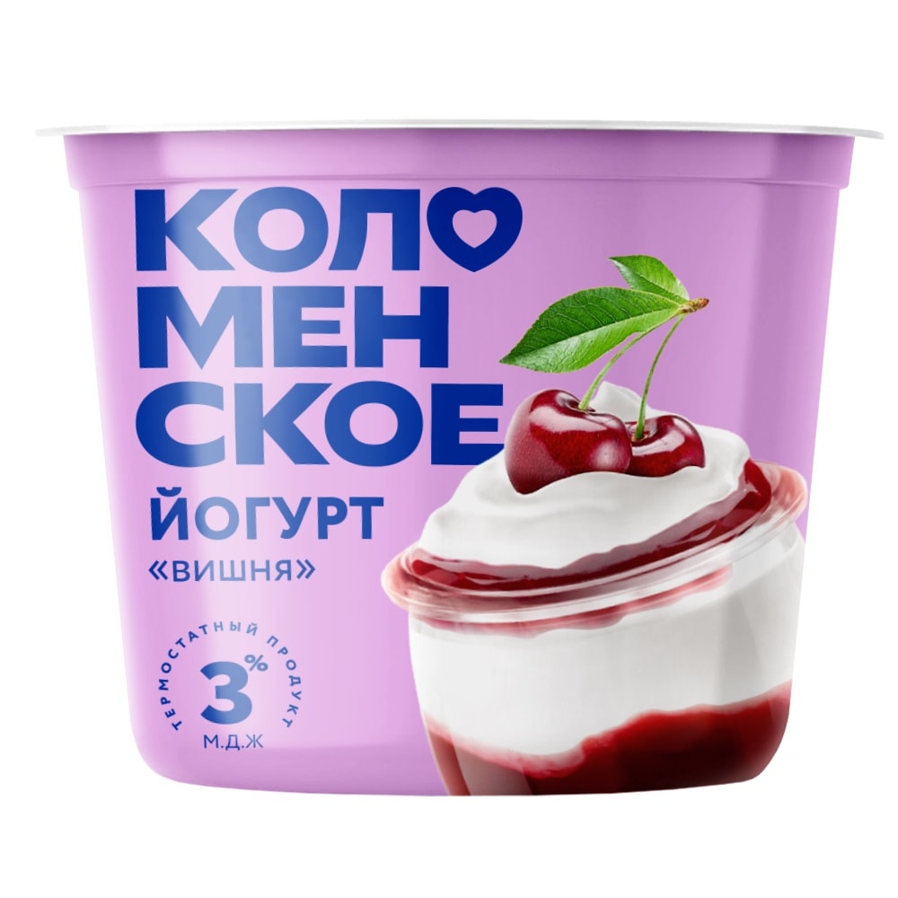 Изображение товара Йогурт Коломенский термостатный Вишня 3% 130г
