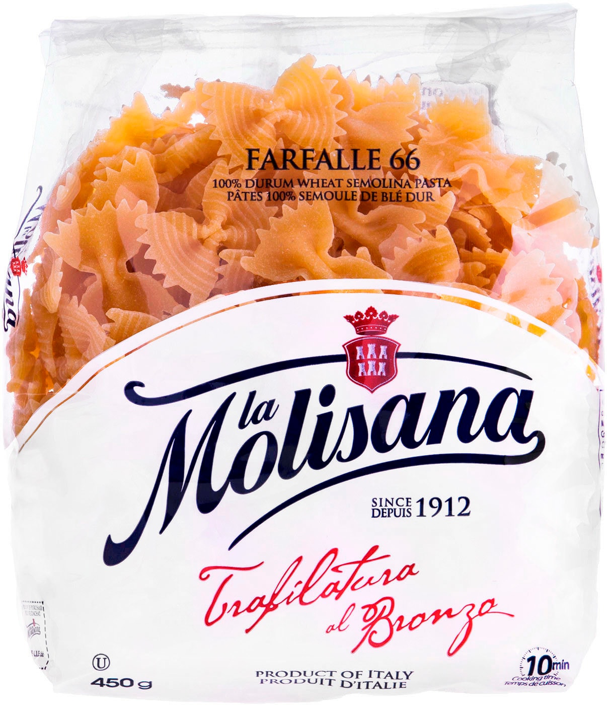 Изображение товара Макароны La Molisana Farfalle №66 450г итальянские паста из твердых сортов пшеницы