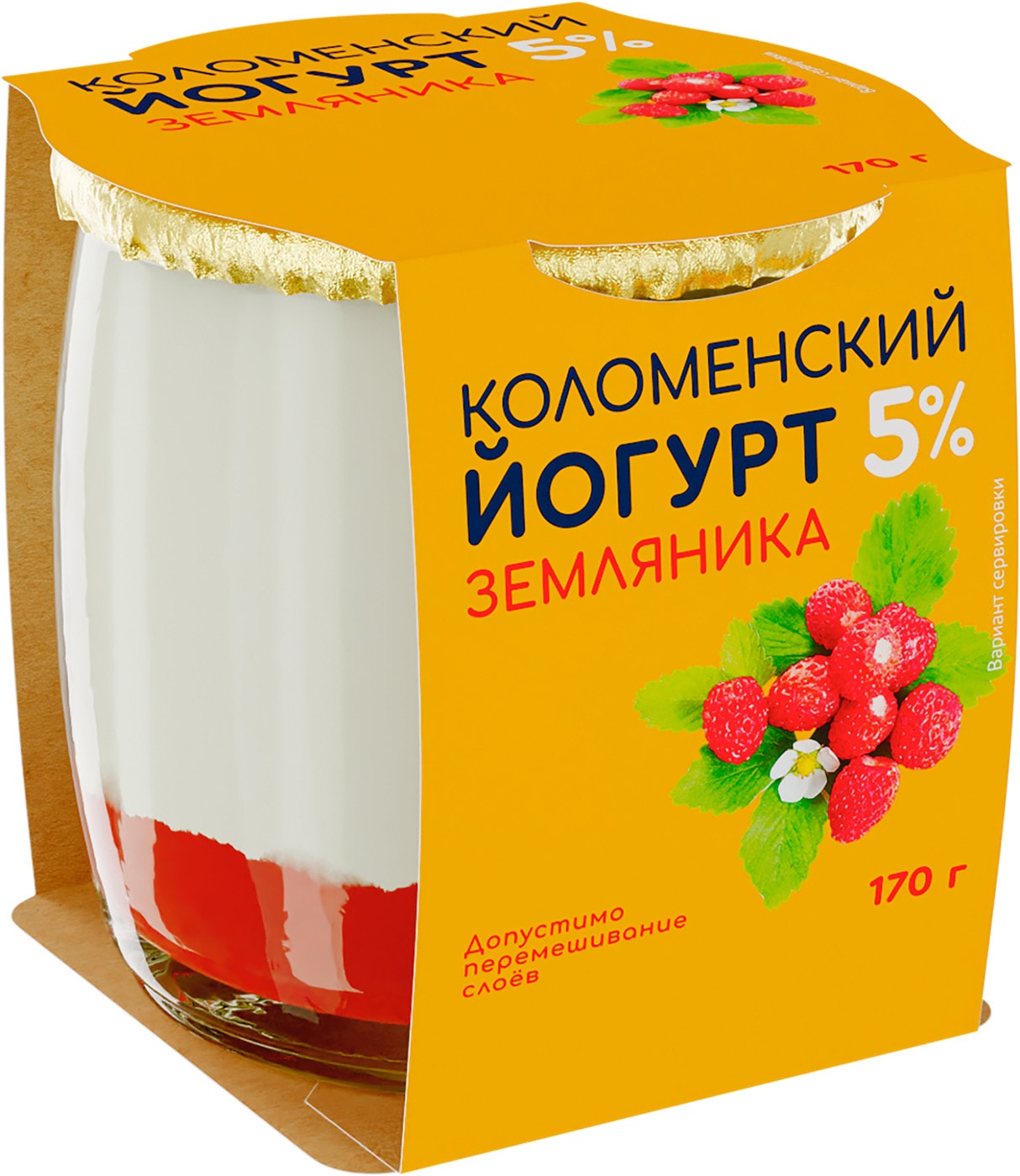 Изображение товара Йогурт Коломенский Земляника 5% 170г