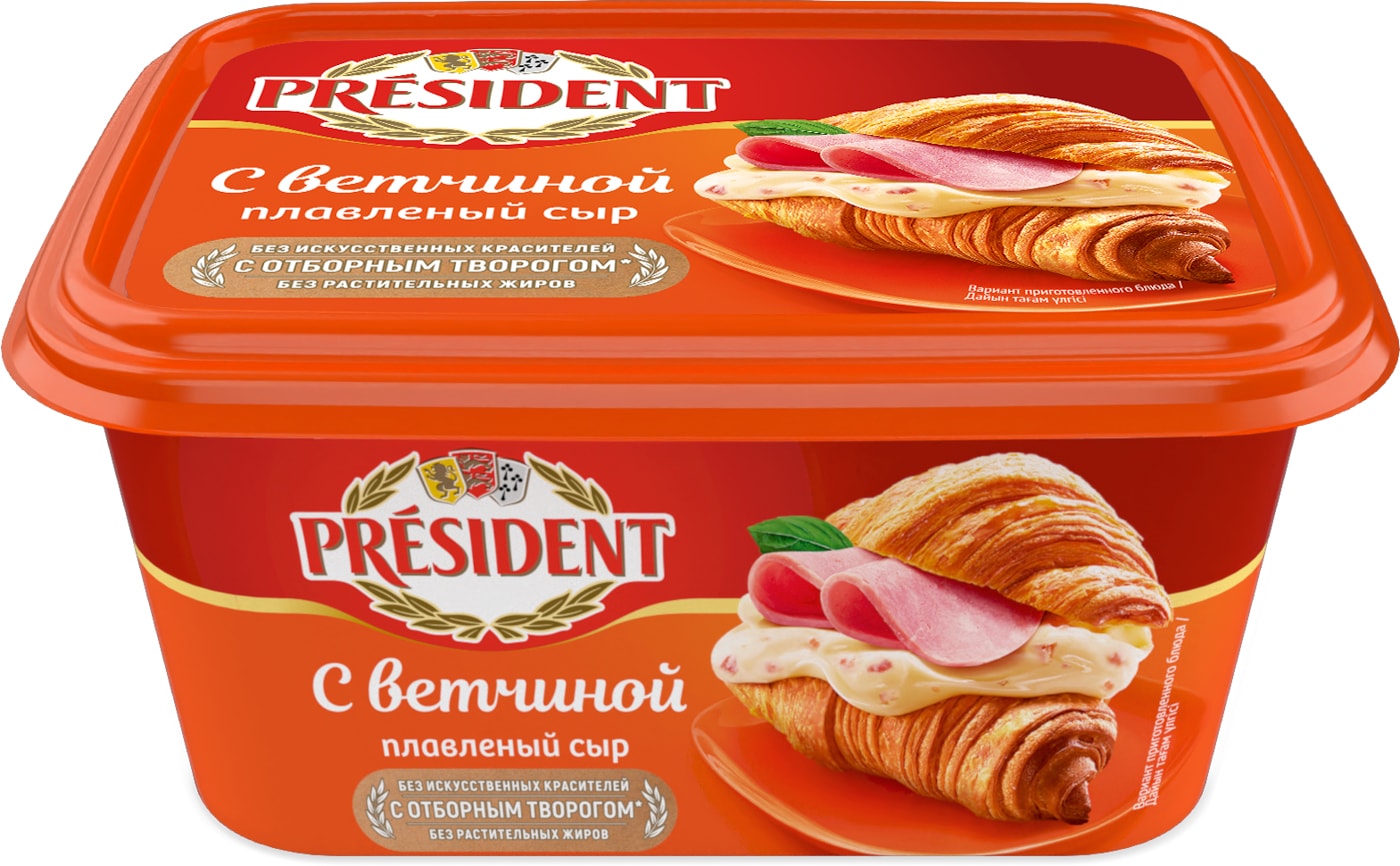 Изображение товара Сыр плавленый President с ветчиной 45% 400г
