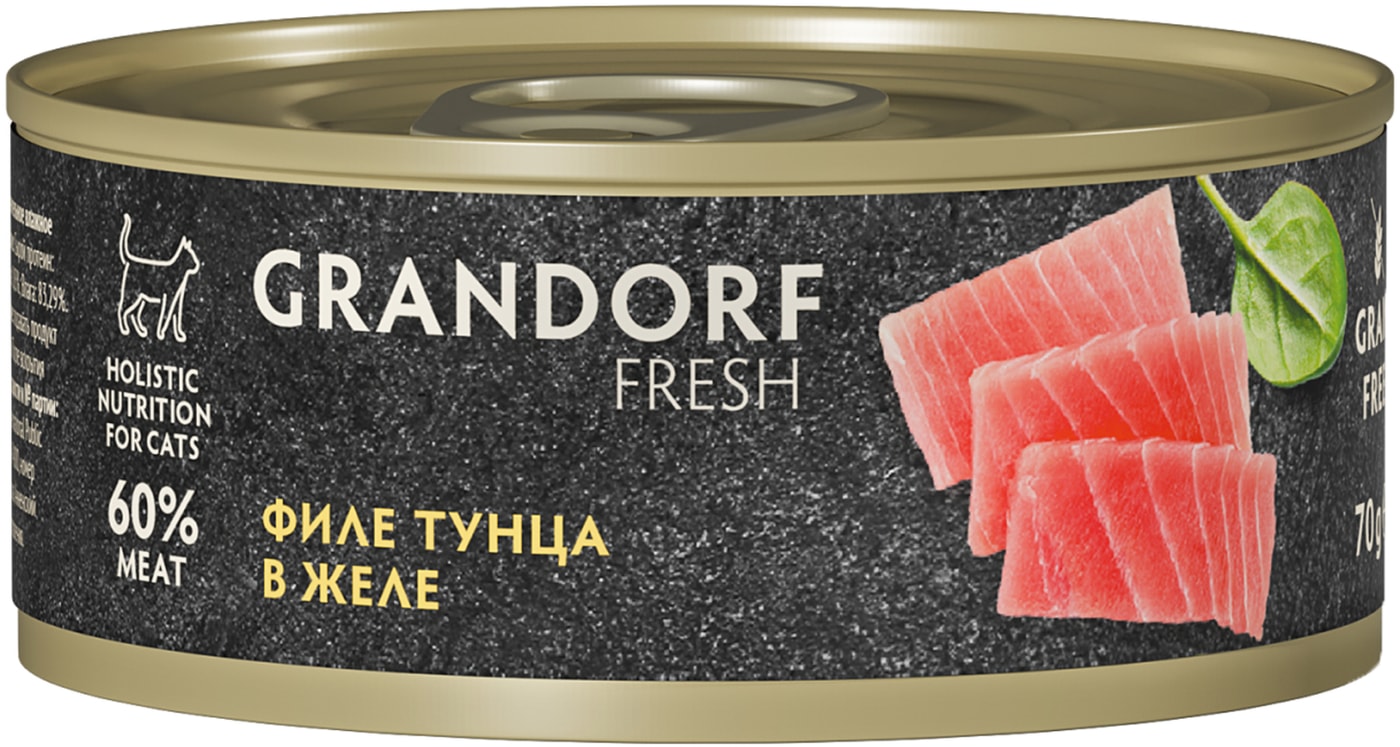 Изображение товара Влажный корм для кошек Grandorf fresh Филе тунца в желе 70г