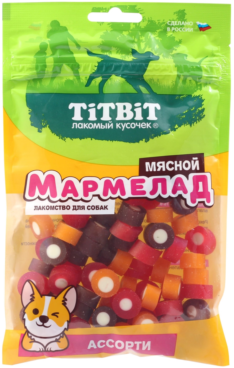 Изображение товара Лакомство для собак TiTBiT Мармелад мясной ассорти 120г