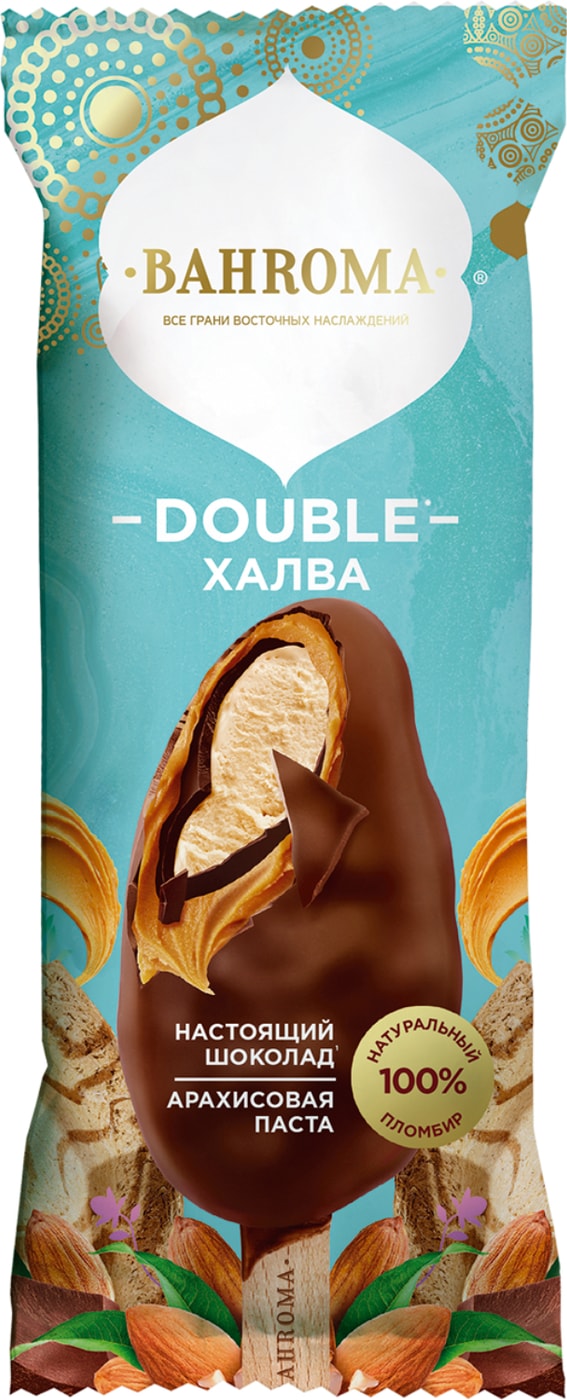Изображение товара Мороженое Bahroma эскимо пломбир халва в шоколаде 75г