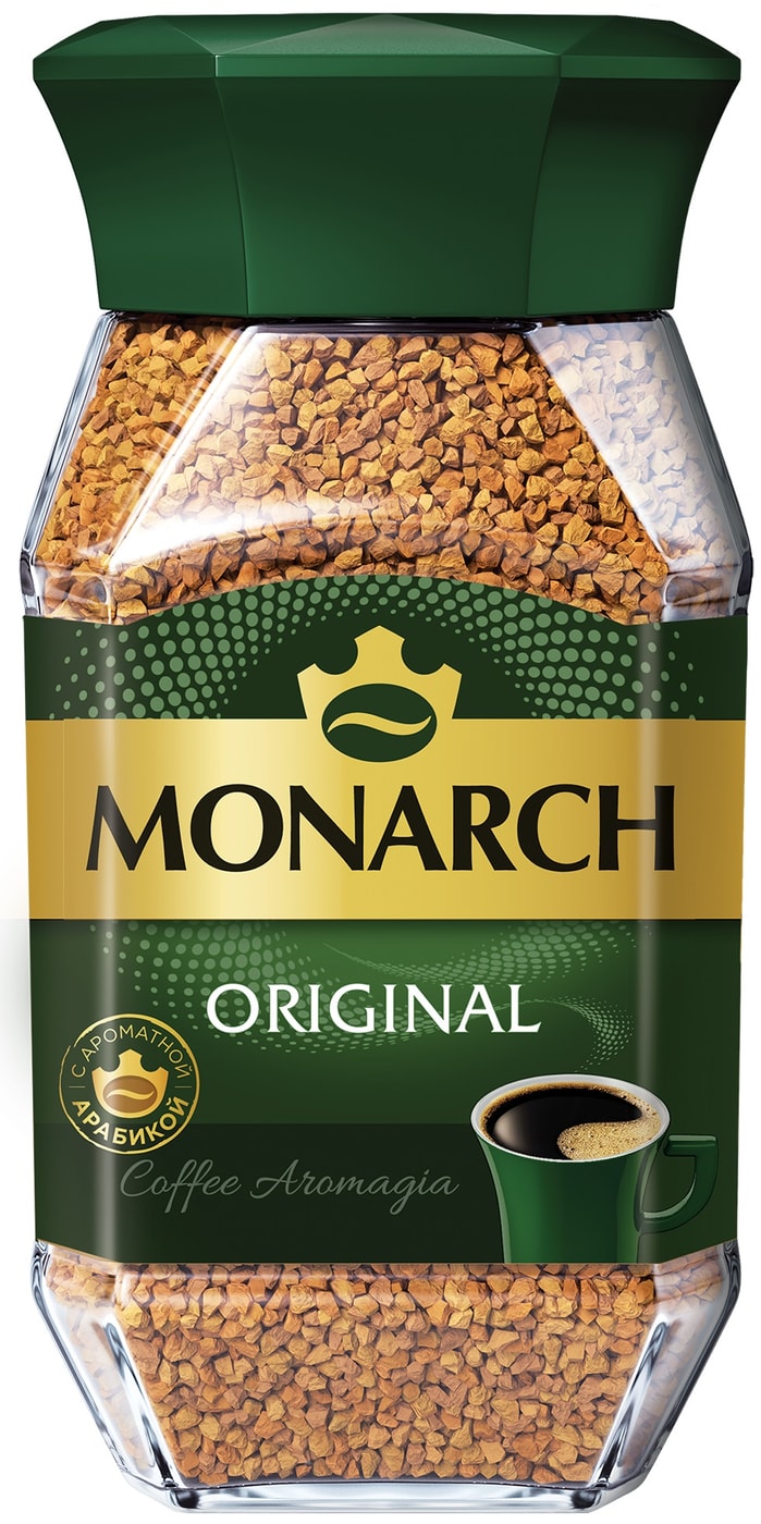 Изображение товара Кофе растворимый Monarch Original 47. 5г - натуральный очищенный кофе в стеклянной банке Изображение товара Кофе растворимый Monarch Original 47. 5г - натуральный очищенный кофе в стеклянной банке
