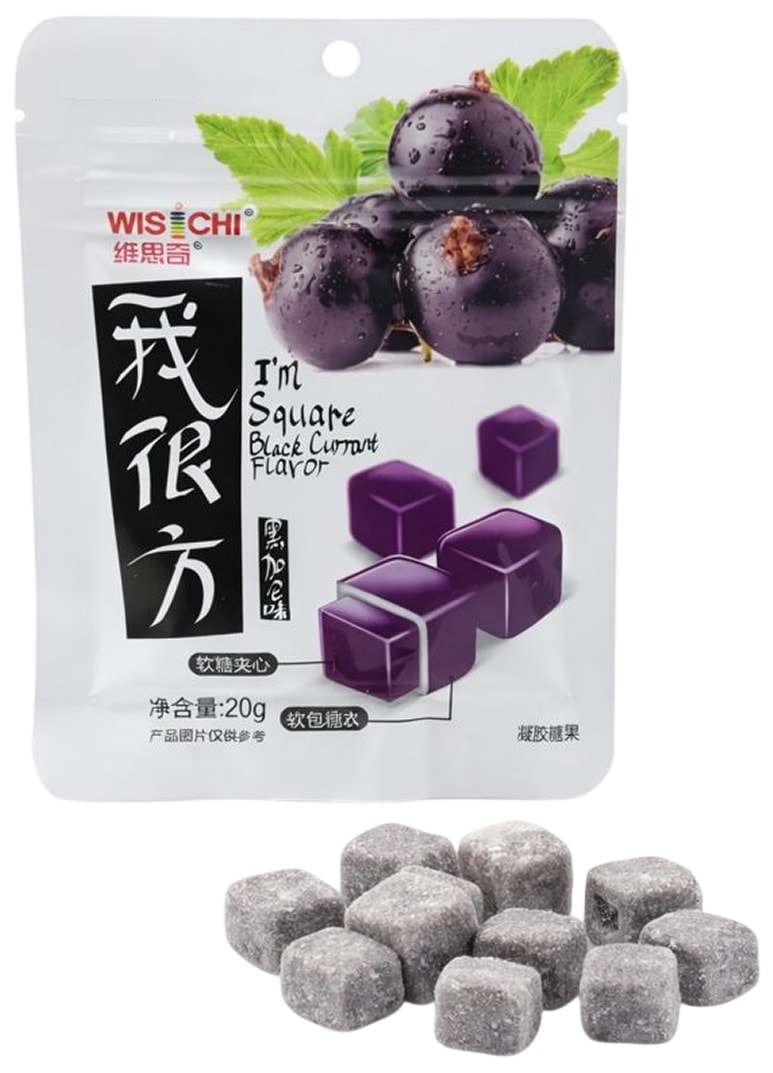 Изображение товара Конфеты жевательные Wischi кубики со вкусом черной смородины 20г
