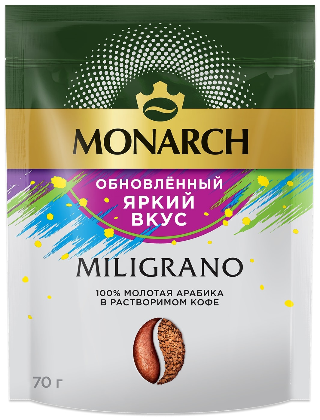 Изображение товара Кофе растворимый Monarch Милиграно c добавлением молотого 70г