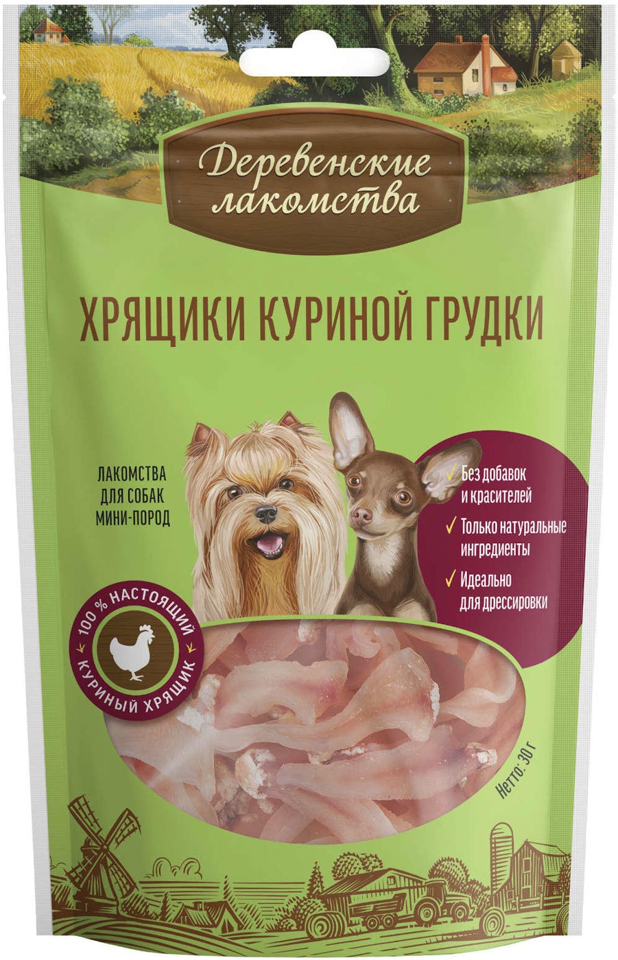 Изображение товара Лакомство для собак Деревенские лакомства Хрящики куриной грудки 30г