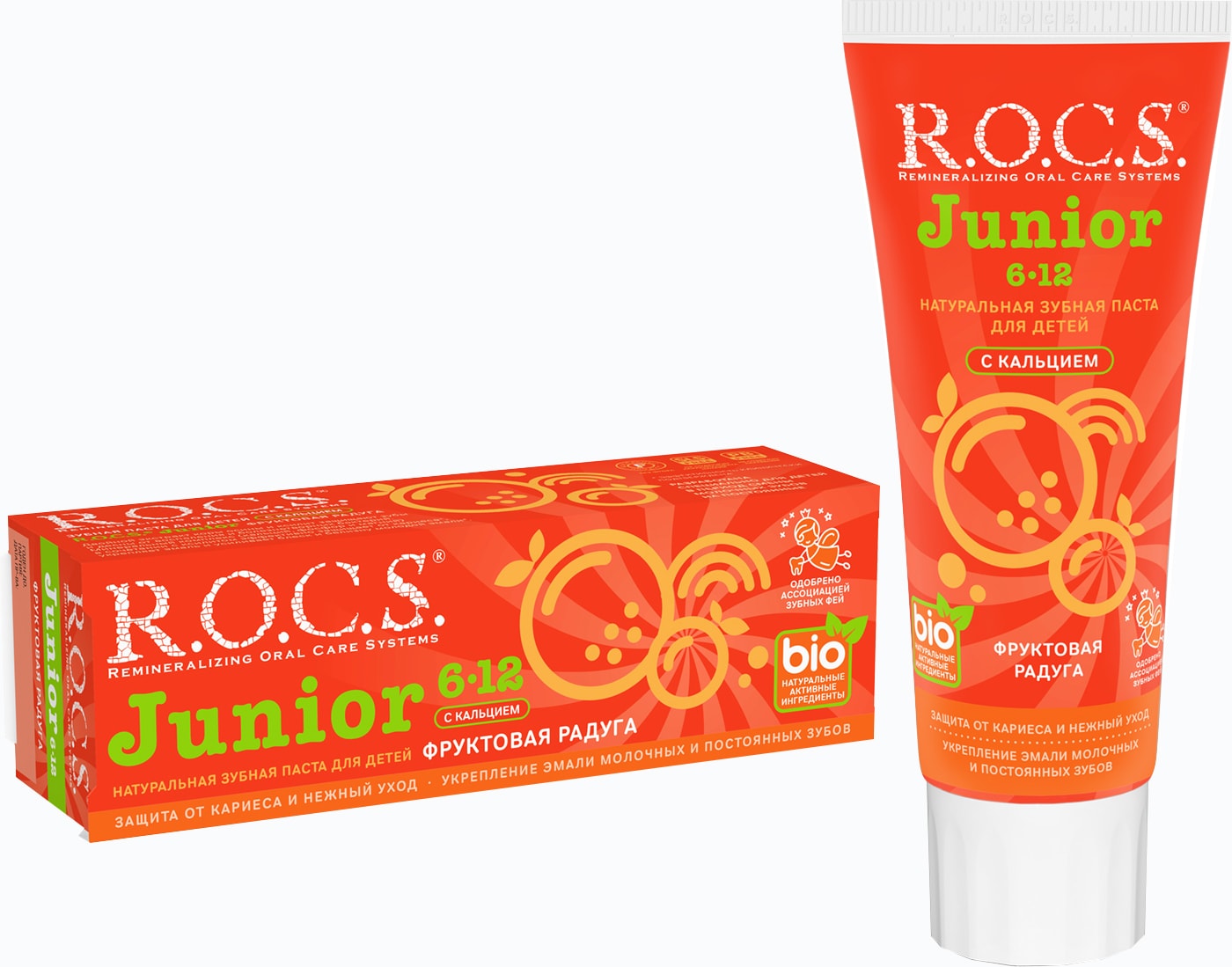 Изображение товара Зубная паста R.O.C.S. Junior Фруктовая радуга 74 г для детей 6+ с натуральной формулой