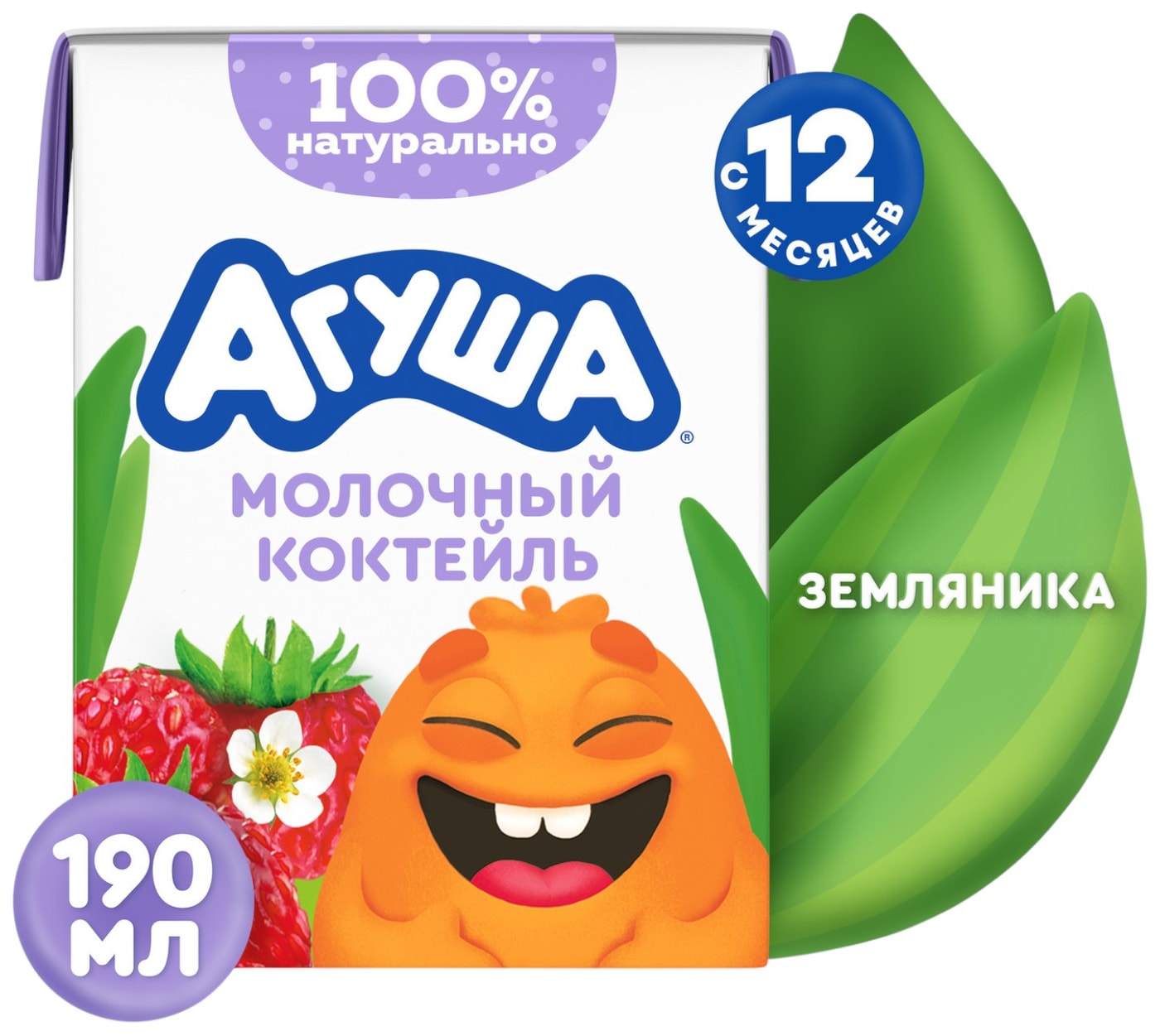 Изображение товара Коктейль молочный Агуша Земляника 2% с 12 месяцев 190мл