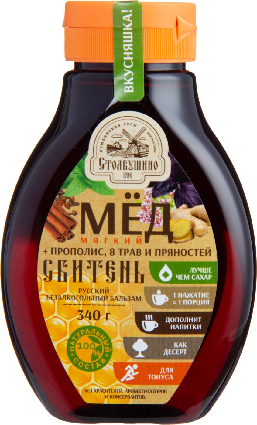 Изображение товара Мед Столбушино Сбитень с прополисом травами и пряностями 340г