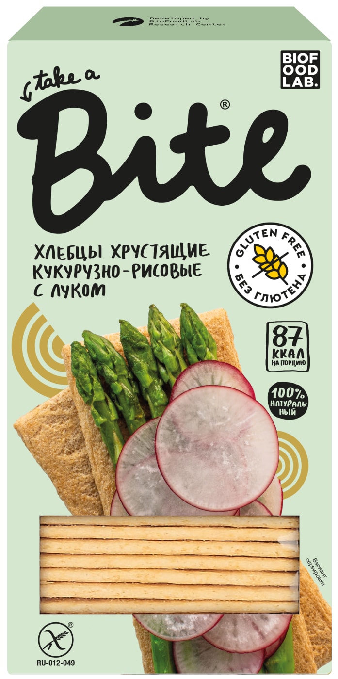 Изображение товара Кукурузно-рисовые хлебцы Take a Bite с луком 150г - безглютеновые и полезные перекусы