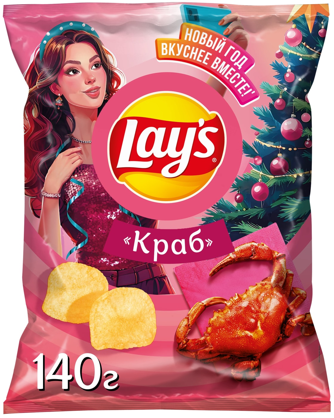 Изображение товара Чипсы Lays Краб 140г - натуральные картофельные снеки