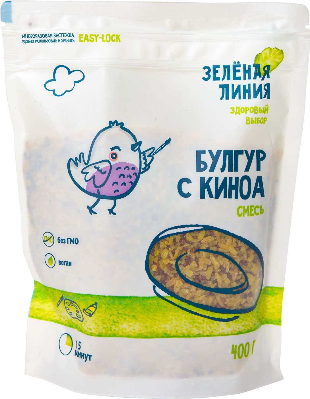 Изображение товара Смесь Зеленая линия Булгур с киноа 400г - Полезный гарнир
