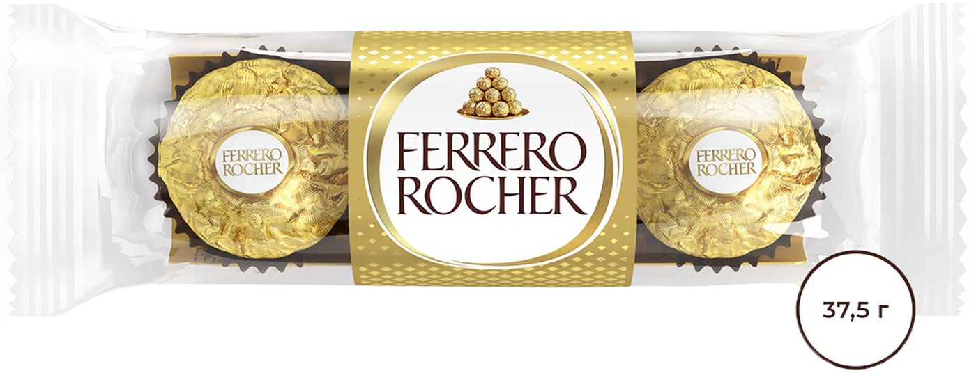 Изображение товара Конфеты Ferrero Rocher 37.5г молочный шоколад с орехами